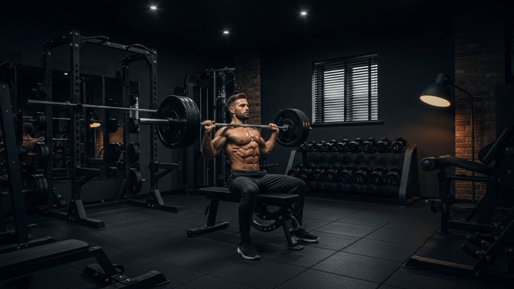 man working out at home