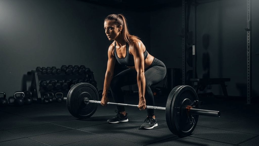 woman lifting weights at home